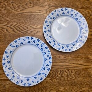 I Godinger & Co Blue Clover Floral Plate 8" Dinner Salad Dessert Cottage